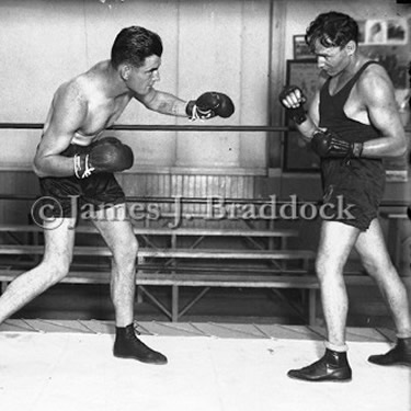 A young Jimmy Braddock sparring