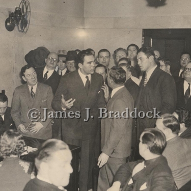 Max Schmeling, Joe Gould & James Braddock get in to it over contract issues. 1936.