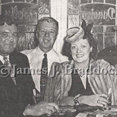 Jim, Fred Brenner, and Mae at Wolf's, a favorite resturant of the Braddock's.