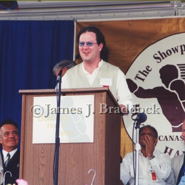 Grandson, James J. Braddock III, accepts his grandfathers nomination into the International Boxing Hall of Fame. Canastota, NY. 2001.