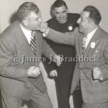 Jim and Lud Shabazian throw a few punches. Lud who was a good friend of Jim's wrote the Jim Braddock biography, 'Relief to Royalty'